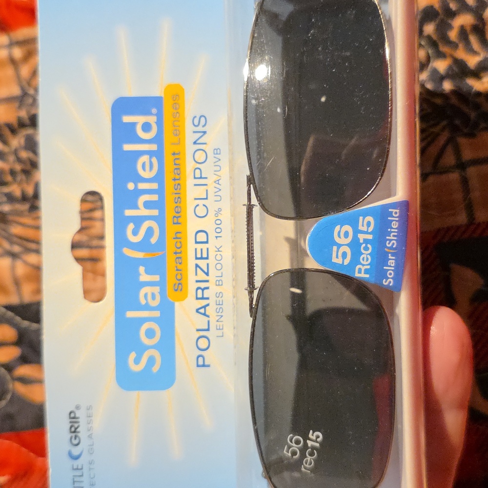 Solar Shield Polarized Clip-On Sunglasses 56 Rec 15
